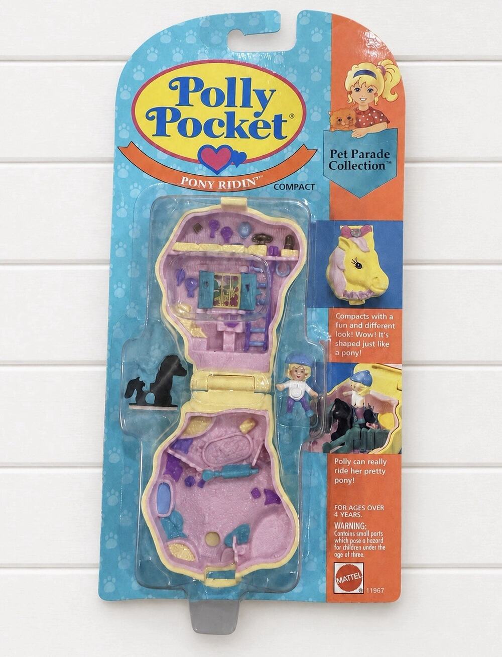 Polly Pocket Pony Ridin Compact Mattel 1994 Pet Parade Collection Black Horse